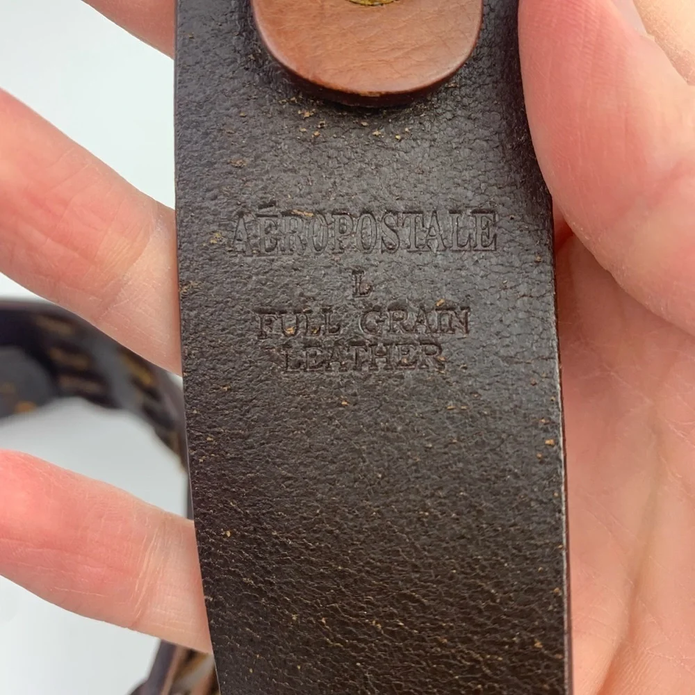 Aeropostale Brown Genuine Leather Belt Braided 48 In Large